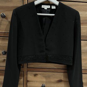 Ann Taylor Embroidered Vintage Long-Sleeve Bolero Jacket Size 2
